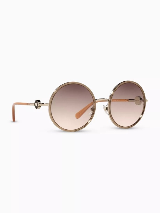Versace Accessories - Versace Round Sunglasses with Medusa Medallion in Gold and Brown Designer Style